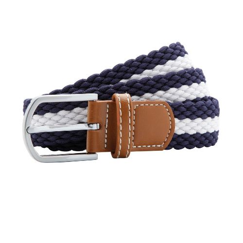 Asquith & Fox Two-Colour Stripe Braid Stretch Belt Navy/White